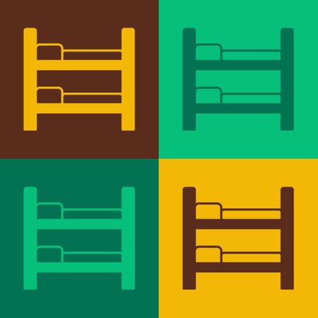 Pop art Bunk bed icon isolated on color background. Vectorのイラスト素材