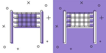 Set Volleyball net icon isolated on white and purple background. Vectorのイラスト素材