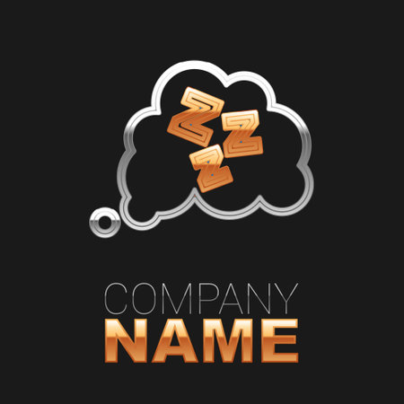 Line Sleepy icon isolated on black background. Sleepy zzz talk bubble. Colorful outline concept. Vectorのイラスト素材
