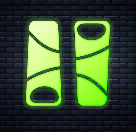 Glowing neon Guotie is a traditional japanese food icon isolated on brick wall background. Asian food. Vectorのイラスト素材