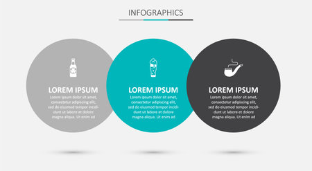 Set Glass of beer, Beer bottle with clover and Smoking pipe. Business infographic template. Vectorのイラスト素材