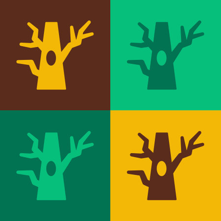 Pop art Bare tree icon isolated on color background. Vectorのイラスト素材