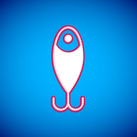 White Fishing lure icon isolated on blue background. Fishing tackle. Vectorのイラスト素材