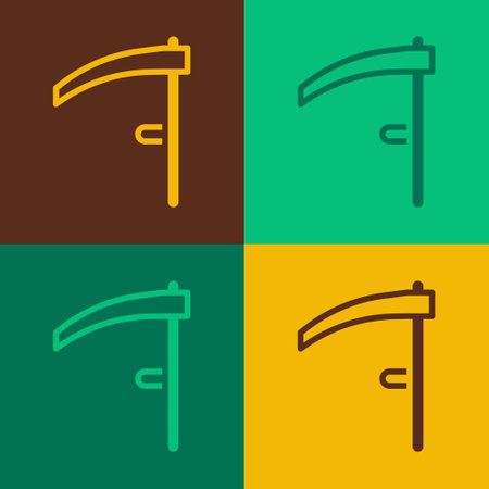 Pop art Scythe icon isolated on color background. Happy Halloween party. Vectorのイラスト素材