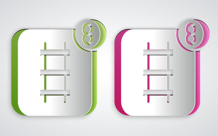 Paper cut Online ticket booking and buying app interface icon isolated on grey background. E-tickets ordering. Electronic train ticket on screen. Paper art style. Vectorのイラスト素材