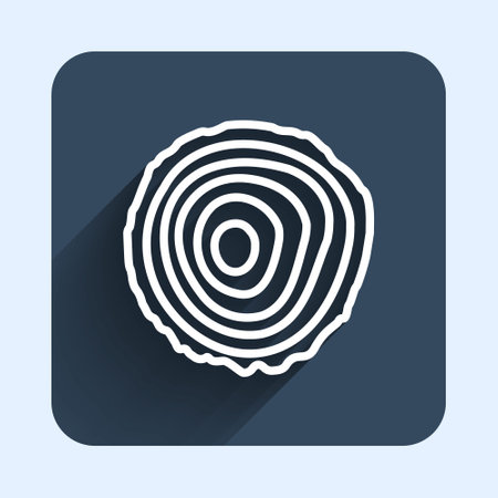 White line Tree rings icon isolated with long shadow background. Wooden cross section. Blue square button. Vectorのイラスト素材
