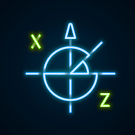 Glowing neon line Trigonometric circle icon isolated on black background. Colorful outline concept. Vectorのイラスト素材