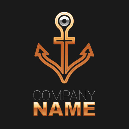 Line Anchor icon isolated on black background. Colorful outline concept. Vectorのイラスト素材