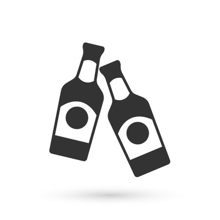 Grey Beer bottle icon isolated on white background. Vectorのイラスト素材