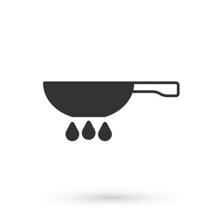 Grey Frying pan on fire icon isolated on white background. Fry or roast food symbol. Vectorのイラスト素材