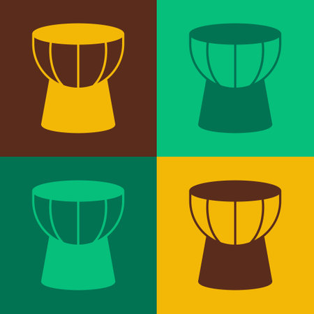 Pop art African darbuka drum icon isolated on color background. Musical instrument. Vectorのイラスト素材