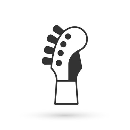 Grey Guitar neck icon isolated on white background. Acoustic guitar. String musical instrument. Vectorのイラスト素材