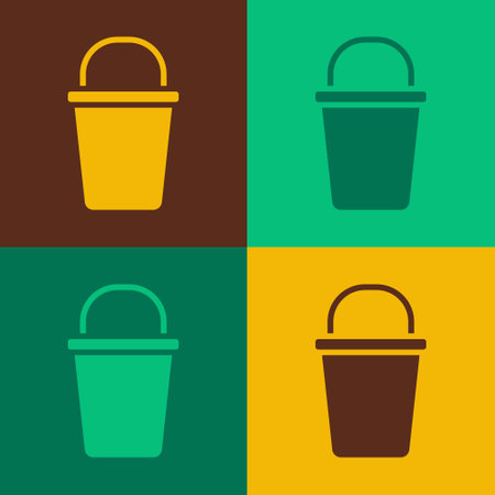 Pop art Bucket icon isolated on color background. Cleaning service concept. Vectorのイラスト素材