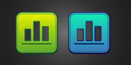 Green and blue Pie chart infographic icon isolated on black background. Diagram chart sign. Vector