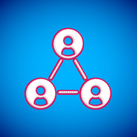 White Meeting icon isolated on blue background. Business team meeting, discussion concept, analysis, content strategy. Presentation conference. Vectorのイラスト素材