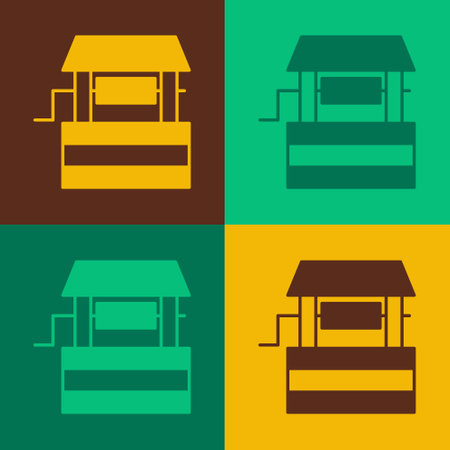 Pop art Well icon isolated on color background. Vectorのイラスト素材