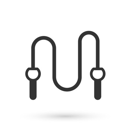 Grey Jump rope icon isolated on white background. Skipping rope. Sport equipment. Vectorのイラスト素材