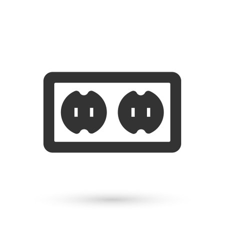 Grey Electrical outlet icon isolated on white background. Power socket. Rosette symbol. Vectorのイラスト素材