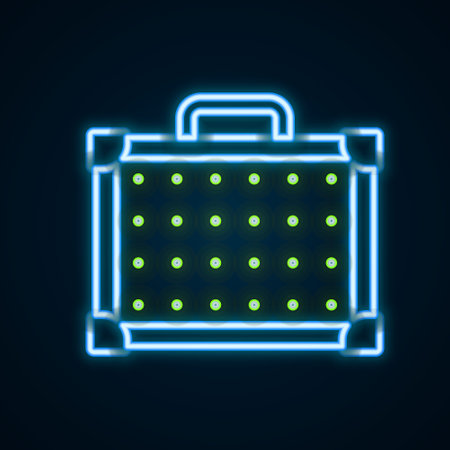 Glowing neon line Guitar amplifier icon isolated on black background. Musical instrument. Colorful outline concept. Vectorのイラスト素材