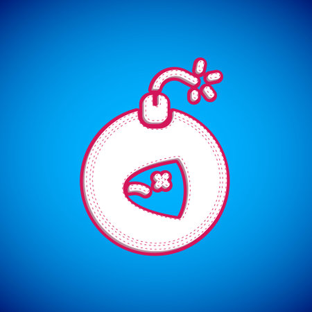 White Bomb ready to explode icon isolated on blue background. Vectorのイラスト素材