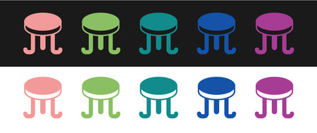 Set Coffee table icon isolated on black and white background. Street cafe. Vectorのイラスト素材