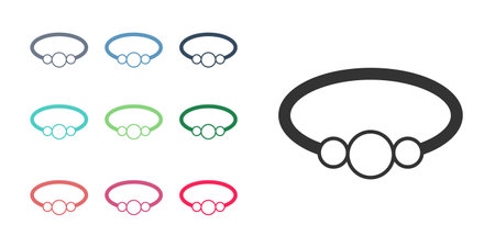 Black Bracelet jewelry icon isolated on white background. Bangle sign. Set icons colorful. Vectorのイラスト素材