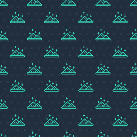 Green line Magic powder icon isolated seamless pattern on blue background. Vectorのイラスト素材