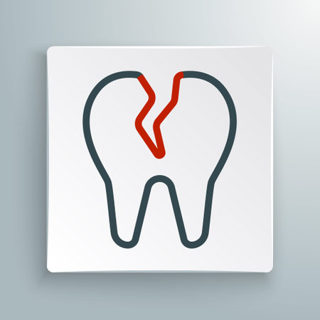 Line Broken tooth icon isolated on white background. Dental problem icon. Dental care symbol. Colorful outline concept. Vectorのイラスト素材