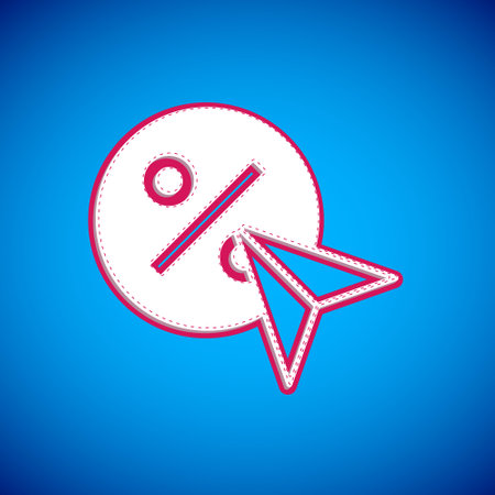 White Discount percent tag icon isolated on blue background. Shopping tag sign. Special offer sign. Discount coupons symbol. Vectorのイラスト素材
