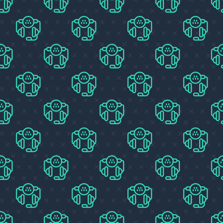 Green line Taxi call telephone service icon isolated seamless pattern on blue background. Taxi for smartphone. Vectorのイラスト素材