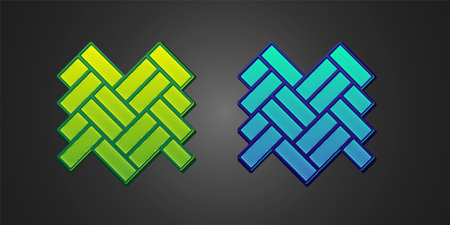 Green and blue Parquet icon isolated on black background. Vectorのイラスト素材