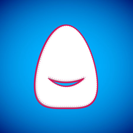 White Pouf icon isolated on blue background. Soft chair. Bag for the seat. Comfortable furniture armchair. Vectorのイラスト素材