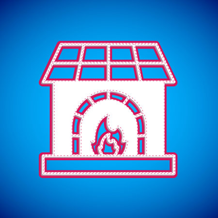 White Blacksmith oven icon isolated on blue background. Vectorのイラスト素材