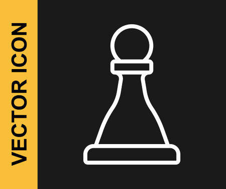 White line Chess icon isolated on black background. Business strategy. Game, management, finance. Vectorのイラスト素材