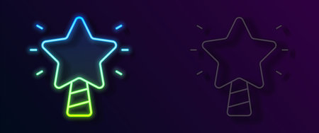 Glowing neon line Christmas star icon isolated on black background. Merry Christmas and Happy New Year. Vectorのイラスト素材