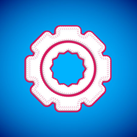 White Gear icon isolated on blue background. Cogwheel gear settings sign. Cog symbol. Vectorのイラスト素材