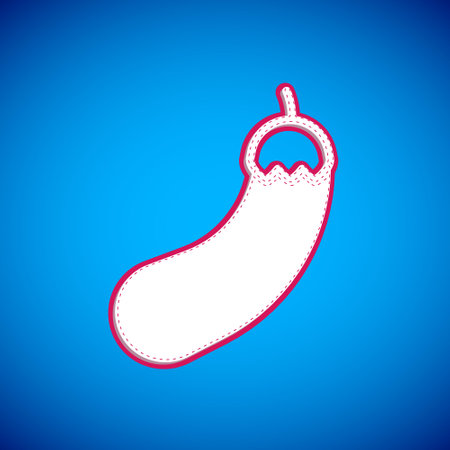 White Eggplant icon isolated on blue background. Vectorのイラスト素材