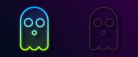 Glowing neon line Ghost icon isolated on black background. Happy Halloween party. Vectorのイラスト素材