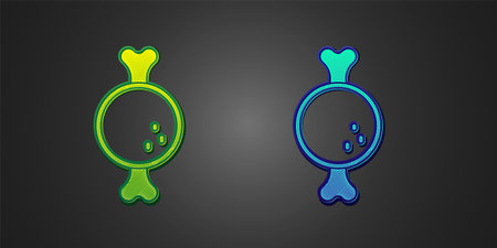 Green and blue Chicken leg icon isolated on black background. Chicken drumstick. Vectorのイラスト素材