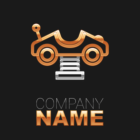 Line Swing car on the playground icon isolated on black background. Childrens carousel with car. Amusement icon. Colorful outline concept. Vectorのイラスト素材