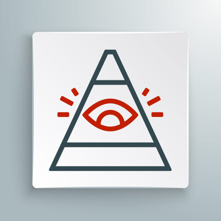 Line Masons symbol All-seeing eye of God icon isolated on white background. The eye of Providence in the triangle. Colorful outline concept. Vectorのイラスト素材