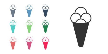 Black Ice cream in waffle cone icon isolated on white background. Sweet symbol. Set icons colorful. Vectorのイラスト素材
