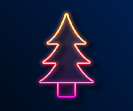 Glowing neon line Tree icon isolated on black background. Forest symbol. Vectorのイラスト素材