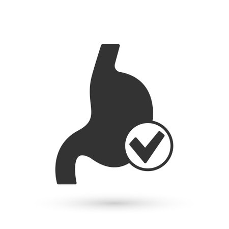 Grey Human stomach health icon isolated on white background. Vectorのイラスト素材