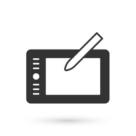 Grey Graphic tablet icon isolated on white background. Vectorのイラスト素材