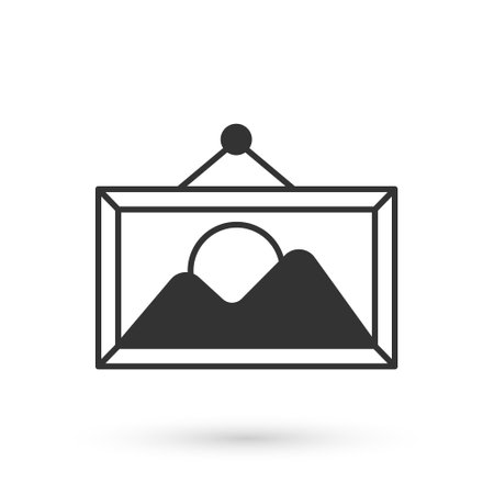 Grey Picture landscape icon isolated on white background. Vectorのイラスト素材