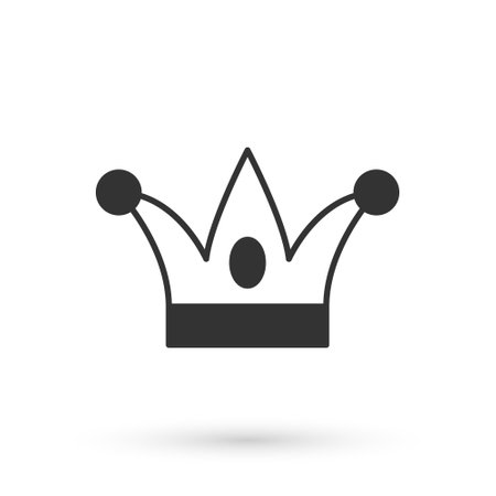 Grey Jester hat with bells isolated on white background. Clown icon. Amusement park funnyman sign. Vectorのイラスト素材