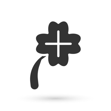 Grey Casino slot machine with clover symbol icon isolated on white background. Gambling games. Vectorのイラスト素材