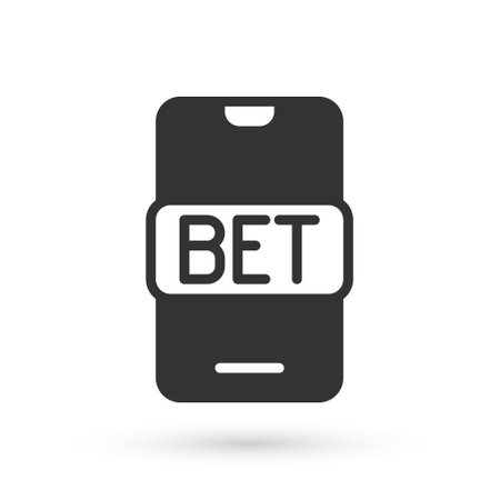 Grey Online sports betting icon isolated on white background. Sport bet bookmaker. Betting online make money. Vectorのイラスト素材