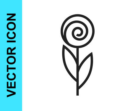 Black line Flower icon isolated on white background. 8 March. International Happy Women Day. Vectorのイラスト素材